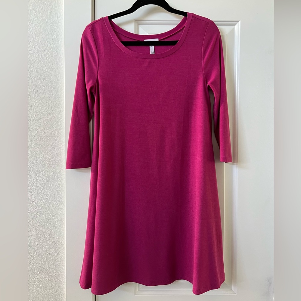 Leith Sheath Fuchsia Pink Dress with 3/4 Sleeves - S